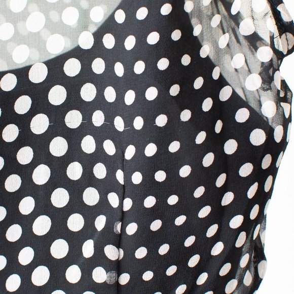 Silk peplum sleeveless black and white polka dot top size medium - Picture 5 of 15